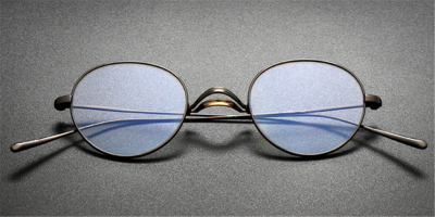 Titanium Saddle Bridge Eyeglasses Round Glasses for Men, Gandhi Style