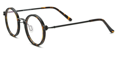 Round Shape Eyeglasses Titanium Tortoise Frame