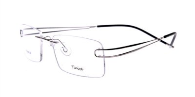 Rimless Glasses with Titanium Frames Gray Twin Temple