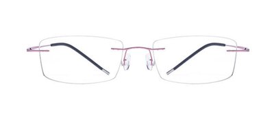 Rimless Glasses with Pink Titanium Bridge and Temple