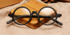 Round glasses for men Black Woodgrain-c