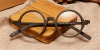 Round glasses for men Brown Woodgrain-f