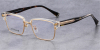 Titanium Clubmaster Horn Rimmed Clear Glasses