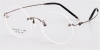 Round Glasses for Men Titanium Rimless, Gun Gra5y-2