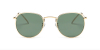 Round glasses with golden frame and flash green lenses