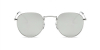 Round glasses with silver metal frame and silver flash sunglasses lenses