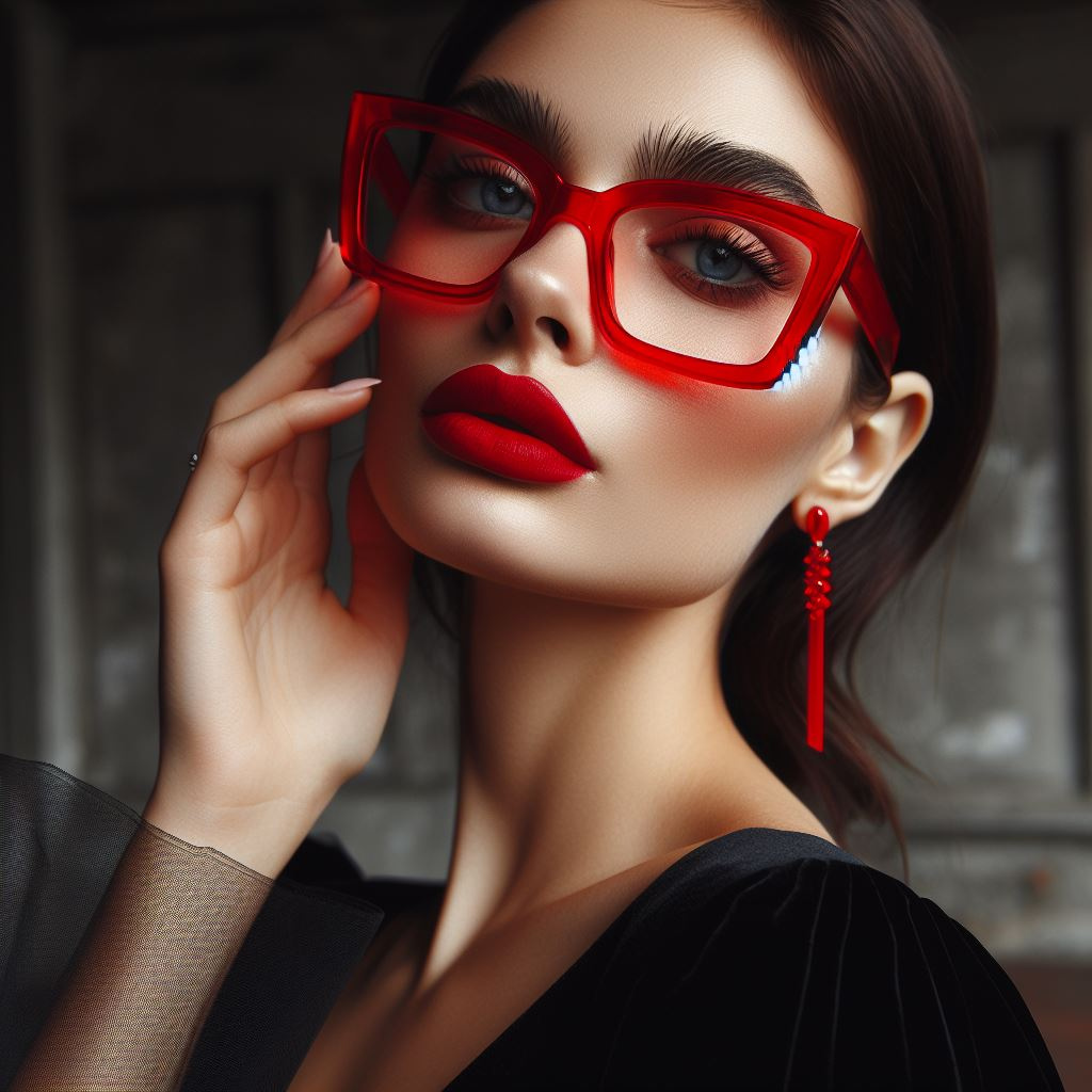 How to use exaggerated colored glasses with a single Dark Color dress to wear low-key fashion 