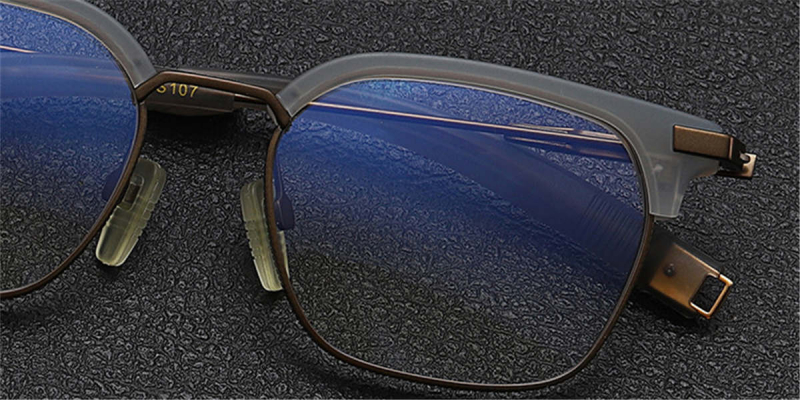 Gray Clear Designer Browline Glasses Brozen Titanium Frame ｜Framesfashion