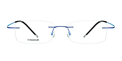 Blue Titanium Rimless  Eyeglasses 