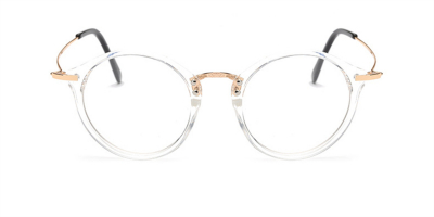 Browline Round Glasses for Oblong Face, Clear Frame
