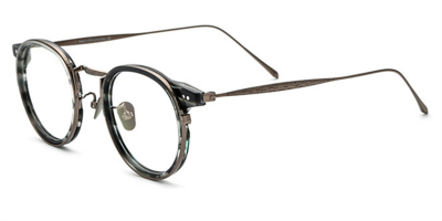 Browline Round Glasses with Titanium frame for Oblong Face
