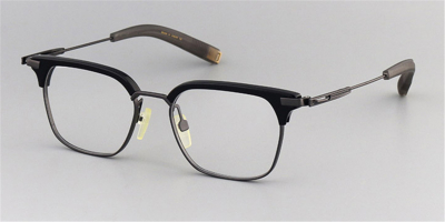 Black Designer Browline Glasses Gray Titanium Frame