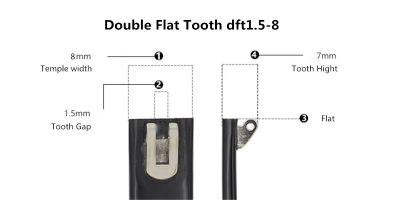 Double tooth eyeglasses temple for eyeglasses temple repair 8 mm