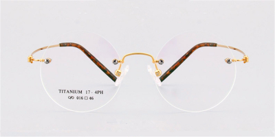 Round Glasses for Men Steve Rimless Glasses, golden