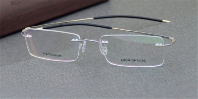 Narrow Rectangle Titanium Rimless Glasses 9 Colors