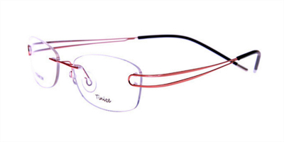 Rimless Glasses with Pink Titanium Frames Twin Wire Temple