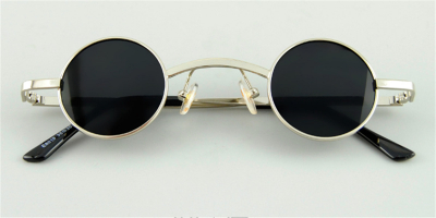 Prescription Designer Sunglasses, Super Small Round, Silver