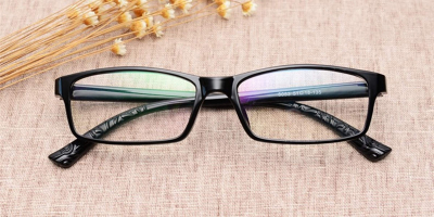 Elastic Plastic Rectangular Glasses, Crysral Black 