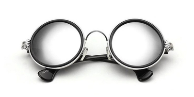 Silver Round Frame Sunglasses flash Lens Sunglasses