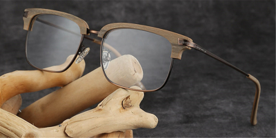 Wood Grain Browline Glasses | Four Colors