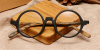 Round glasses for men Woodgrain Black Brown-c