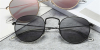 Round glasses with black metal frame and gray sunglasses lenses -c