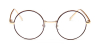 No line bifocals reading glasses, brown golden round-f
